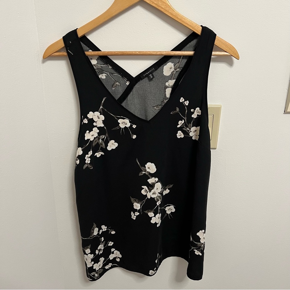 Floral Black Sleeveless Top